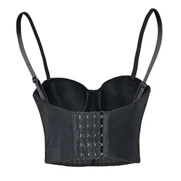 ELLACCI Women's Sexy Rhinestone Bustier Crop Top Club Party Glitter Corset Top Bra Black Multicolor Medium