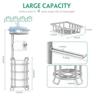 TomCare Toilet Paper Holder Upgraded Toilet Paper Stand with Raised Feet Metal Bathroom Accessories ...