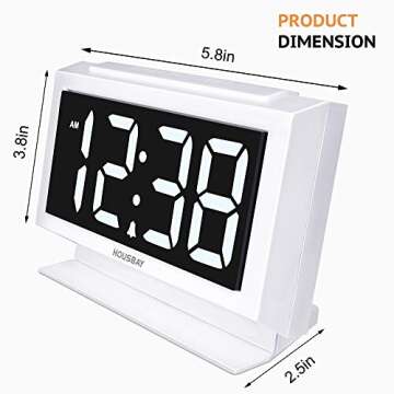 Housbay Digital Alarm Clocks for Bedrooms - Handy Night Light, Large Numbers with Display Dimmer, Dual USB Chargers, 12/24hr, Outlets Powered Compact Clock for Nightstand, Desk, Shelf