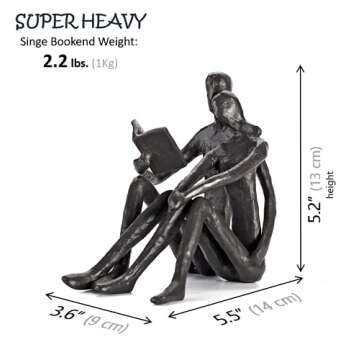 Ambipolar Romantic Reading Couple Bookshelf Decor, Cast Iron Bookend, Aesthetic Room Decor, Office D...