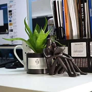 Ambipolar Romantic Reading Couple Bookshelf Decor, Cast Iron Bookend, Aesthetic Room Decor, Office Desk Decor, Home Decorative Bookend for Heavy Books, Satin Black