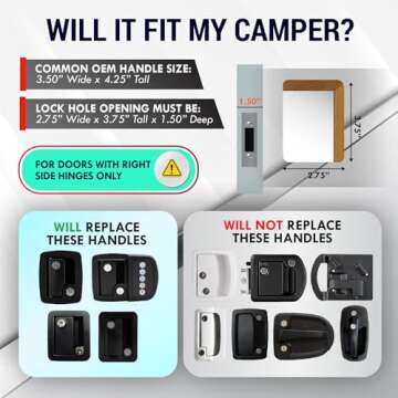 LATCH.IT Black RV Door Lock Replacement | RV Door Locks | RV Door Handle w/ 4 Keys | Camper Door Loc...