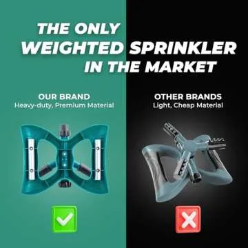 Heavy Duty Sprinklers for Yard 3-Arm Lawn Sprinkler, Rotating 360 Degrees Lawn Sprinklers for Yard W...