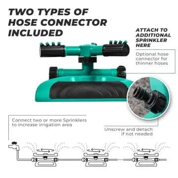 Heavy Duty 3-Arm Lawn Sprinkler for Efficient Yard Watering