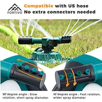 Heavy Duty 3-Arm Lawn Sprinkler for Efficient Yard Watering