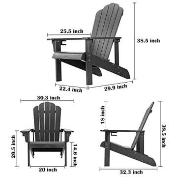 hOmeHua Adirondack Chair - Durable All-Weather Plastic Outdoor Seating with Cup Holder