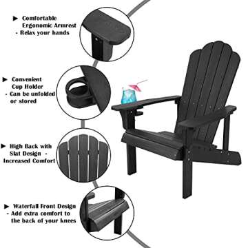 hOmeHua Weather Resistant Adirondack Chair with Cup Holder