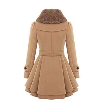 Andongnywell Women's Double Breasted Pea Coat Winter Mid-Long Trench Coat with Belt mid long tweed woollen Overcoats (Camel,Medium)
