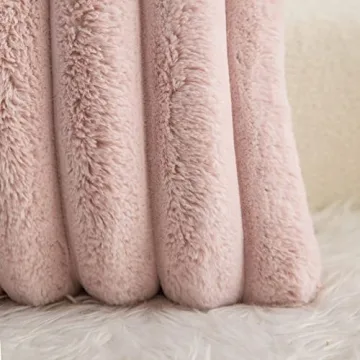 Neelvin Pink Cozy Faux Fur Decorative Pillow Covers Set
