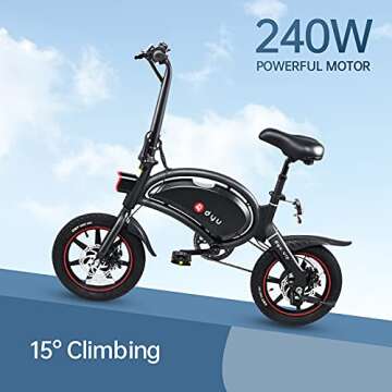 Electric Bike for Adults Teens,DYU D3F 14" Folding Electric Bicycle,Commuter City E-Bike with 250W M...
