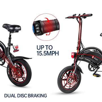 Electric Bike for Adults Teens,DYU D3F 14" Folding Electric Bicycle,Commuter City E-Bike with 250W Motor and 36V 10AH Lithium-Ion Battery,40-45miles Travel Range
