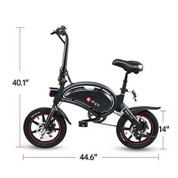 Electric Bike for Adults Teens,DYU D3F 14" Folding Electric Bicycle,Commuter City E-Bike with 250W Motor and 36V 10AH Lithium-Ion Battery,40-45miles Travel Range