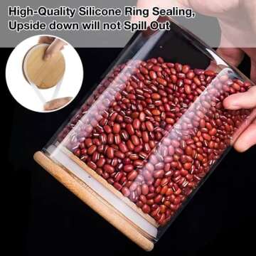 Gencywe Glass Storage Jars with Bamboo Lid, 27 OZ Airtight Food Storage Jar with Labels, Clear Kitchen Canisters for Candy, Cookie, Rice, Coffee Beans, Snacks, Spices