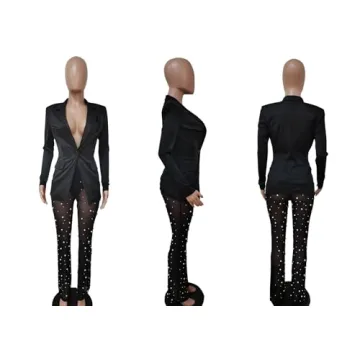 Tbahhir Womens Sexy 2 Piece Blazer and Pants Set