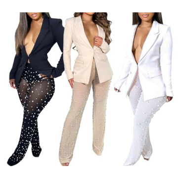 Tbahhir Womens Sexy 2 Piece Blazer and Pants Set