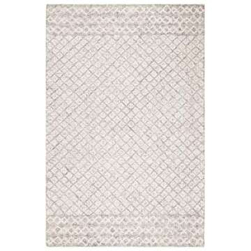 SAFAVIEH Abstract Collection Area Rug - 5' x 7'6", Ivory & Grey, Handmade Wool, Ideal for High Traff...