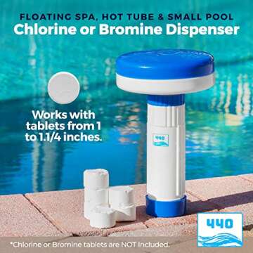 440 Mini Premium Floater Dispenser for Spa, Hot Tub and Small Pools for 1 Inch Chlorine or Bromine T...