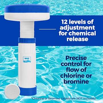 440 Mini Premium Floater Dispenser for Spa, Hot Tub and Small Pools for 1 Inch Chlorine or Bromine Tablets. (Tablets NOT Included) Adjustable Release, from 0 to 13 Flow Control