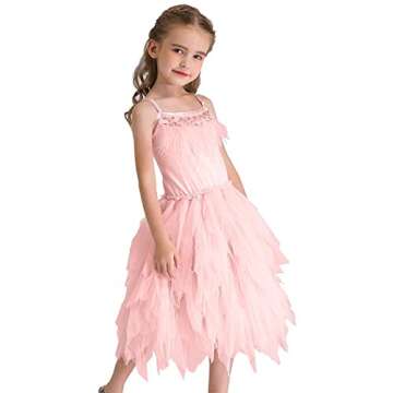 MYRISAM Little Girl Swan Princess Feather Fringes Tutu Dress Pageant Party Wedding Dance Birthday Sh...