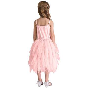 MYRISAM Little Girl Swan Princess Feather Fringes Tutu Dress Pageant Party Wedding Dance Birthday Short Tiered Gown Pink 4-5T