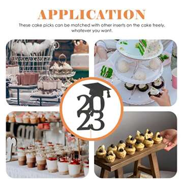 ABOOFAN 50Pcs 2023 Graduation Cap Cupcake Toppers for Cake Decorations
