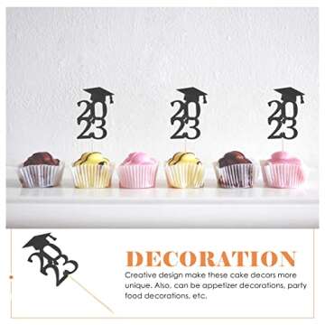 ABOOFAN 2023 Graduation Cupcake Toppers for Parties