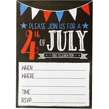 Best Paper Greetings 50 Pack 4th of July Invitations with Envelopes for BBQ Celebrations