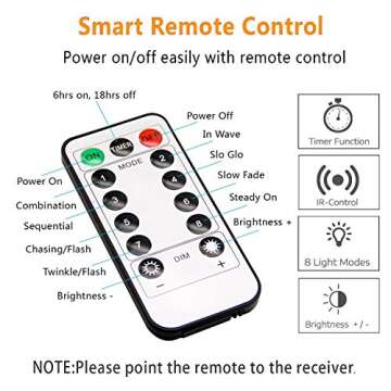 Koxly String Lights, 2 Pack Battery Operated String Lights with Remote Timer Waterproof 8 Modes 36ft 100 LED String Lights for Bedroom,Garden,Party,Xmas Tree Indoor Outdoor Decorations, Warm White