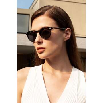 CARFIA Designer Acetate Polarized Sunglasses for Women UV Protection with Leather Case CA5288