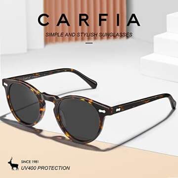 CARFIA Designer Acetate Polarized Sunglasses for Women UV Protection with Leather Case CA5288