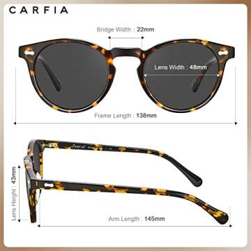 CARFIA Designer Acetate Polarized Sunglasses for Women UV Protection with Leather Case CA5288