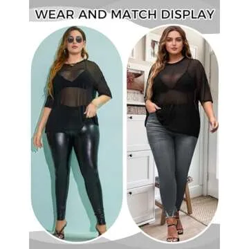 Beauty Plus Size Mesh Black Sheer Top for Women