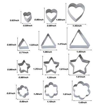 Homy Feel Mini Geometric Shaped Cookie Biscuit Cutter Set 24 Rectangle Square Heart Triangle Round Tiny Circle Baking Stainless Steel Metal Molds