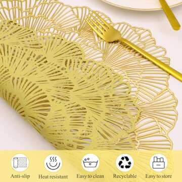 Stunning Round Gold Placemats Set of 6 for Elegant Dining