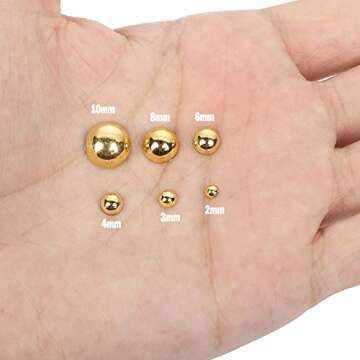 3845Pcs 1 Box Half Pearl Flatback Beads DIY Round Plastic Half Flat Back Pearls Loose Bead for Crafts Nail Cup Shoes（Golden）