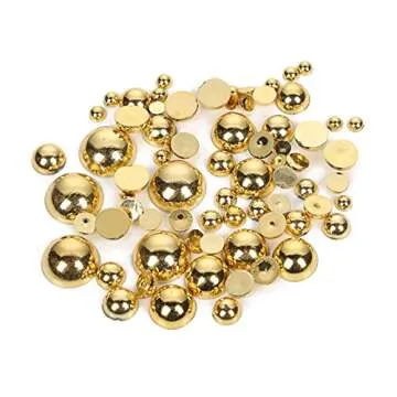 3845Pcs 1 Box Half Pearl Flatback Beads DIY Round Plastic Half Flat Back Pearls Loose Bead for Crafts Nail Cup Shoes（Golden）