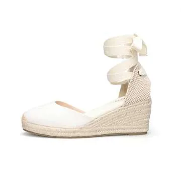 Women’s Platform Wedges Espadrilles, 2.5" Wedge, Soft Ankle-Tie Strap, Closed Toe, Classic Summer ...