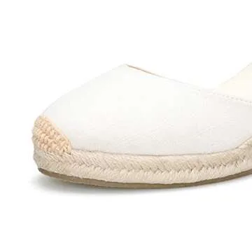 Women’s Platform Wedges Espadrilles, 2.5" Wedge, Soft Ankle-Tie Strap, Closed Toe, Classic Summer Sandals White 8.5 Size