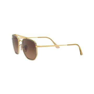 Ray-Ban RB3648M The Marshal II Hexagonal Sunglasses, Gold/Light Brown Gradient Black, 52 mm