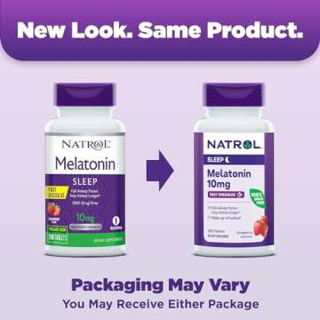 Natrol Fast Dissolve Melatonin 10 mg, Melatonin Supplements for Restful Sleep, Sleep Support for Adu...