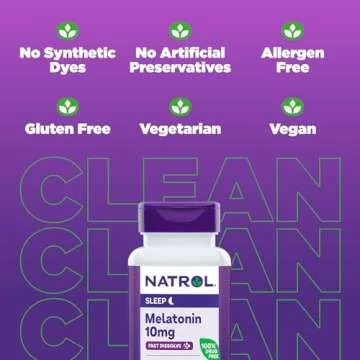 Natrol Fast Dissolve Melatonin 10 mg, Melatonin Supplements for Restful Sleep, Sleep Support for Adults, 200 Strawberry-Flavored Tablets, Up to a 200 Day Supply