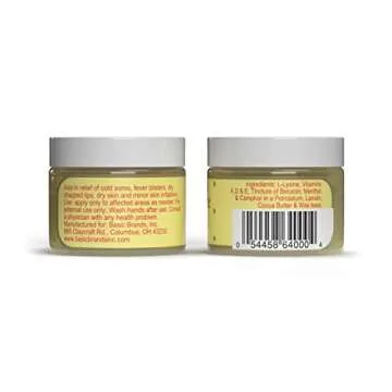 Basic Brands - L-Lysine Ointment - 0.875 oz - Lysine Cold Sore Treatment and Blister Relief - Soothe...