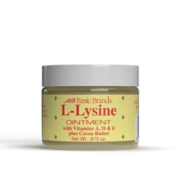 Basic Brands - L-Lysine Ointment - 0.875 oz - Lysine Cold Sore Treatment and Blister Relief - Soothes Chapped Lips and Dry Skin – 2-Pack