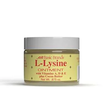 Basic Brands - L-Lysine Ointment - 0.875 oz - Lysine Cold Sore Treatment and Blister Relief - Soothes Chapped Lips and Dry Skin – 2-Pack