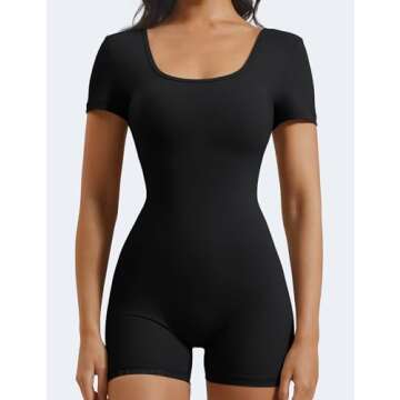 YEOREO Short Sleeve Jumpsuit for Women V Back Scrunch Style