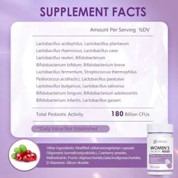 OMOGS Women's Probiotic 180 Billion CFUs 18 Strains, with Organic Prebiotics, Cranberry Extract, D-M...