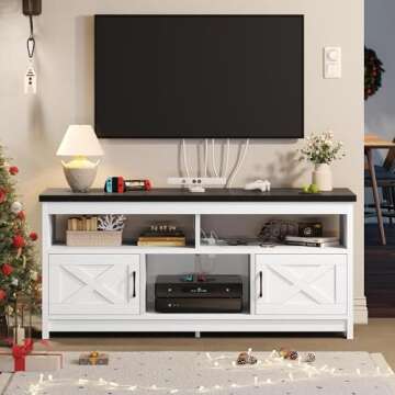 YITAHOME Farmhouse TV Stand for 65 Inch Television Stand, Entertainment Center with Power Outlets an...
