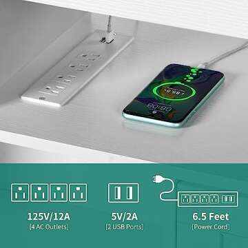 YITAHOME Farmhouse TV Stand for 65 Inch Television Stand, Entertainment Center with Power Outlets and Open Shelf, Rustic Media Console TV Cabinet for Living Room, White/Black