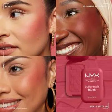 NYX PROFESSIONAL MAKEUP Buttermelt Powder Blush, Fade and Transfer-Resistant Blush, Up to 12HR Make Up Wear, Vegan Formula - Back And Butta