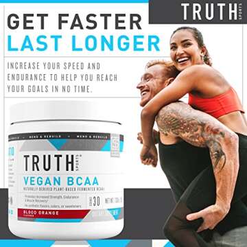 Truth Nutrition Vegan BCAA Powder- 2:1:1 Ratio Natural BCAAs Amino Acids Powder for Energy, Muscle Building, Post Workout Recovery Drink for Muscle Recovery (Blood Orange, 30 Servings)